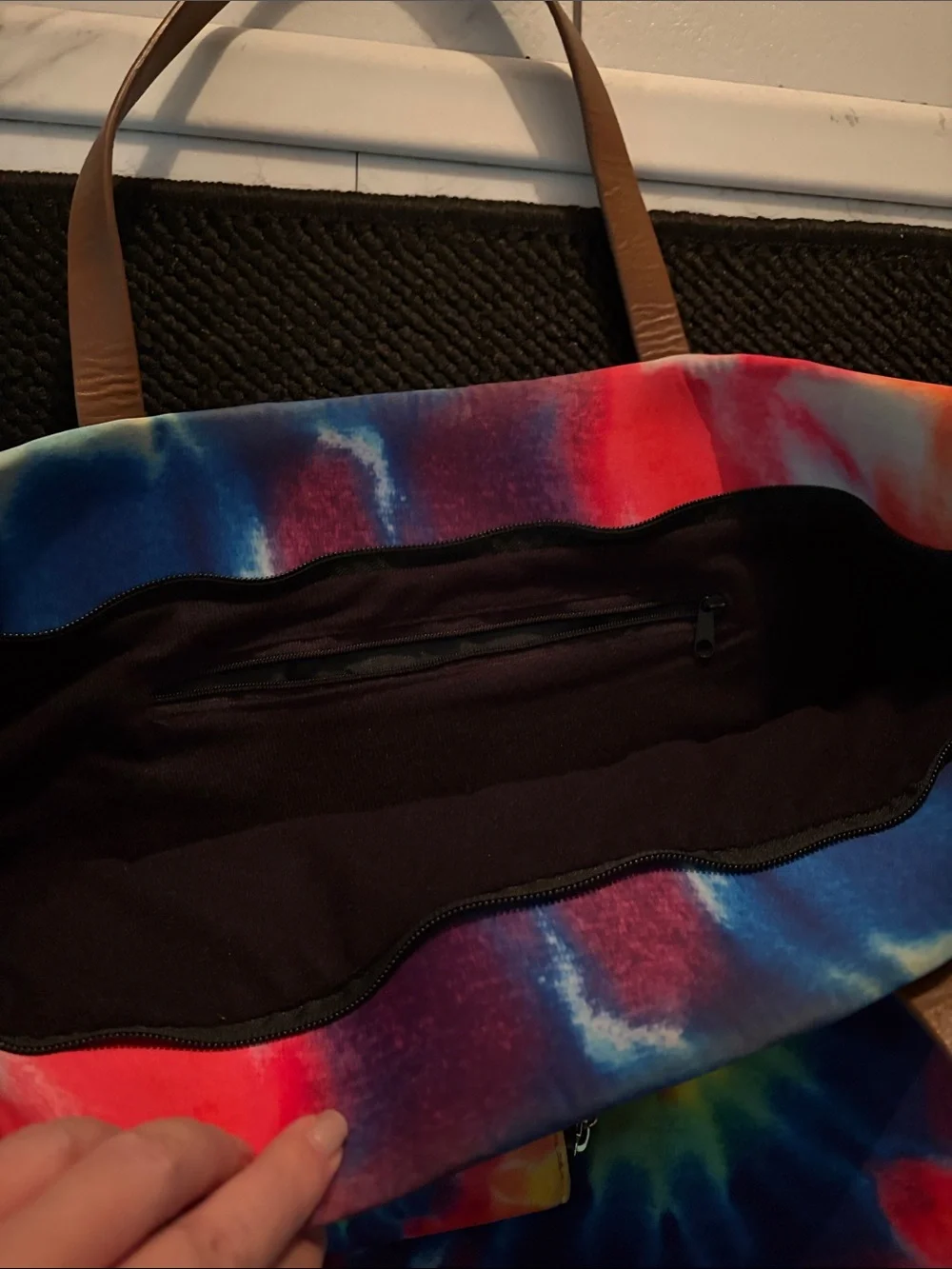 Tie-Dye Canvas Tote Bag with Matching Wallet - Multicolor - Picture 4 of 5